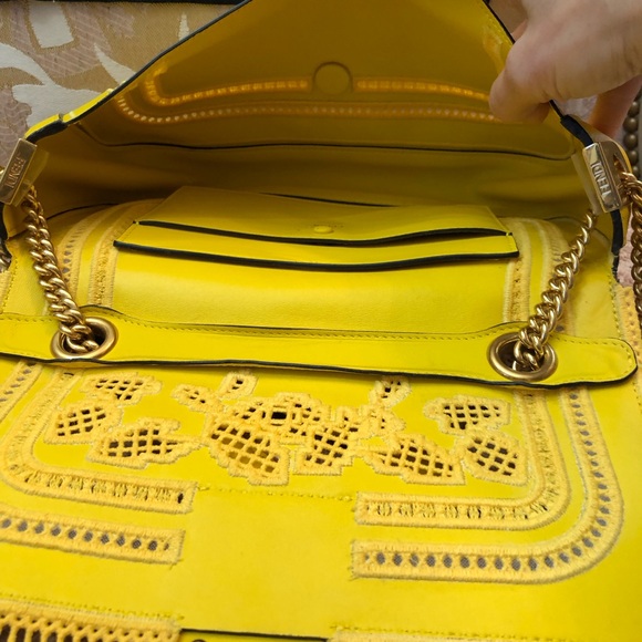 Yellow Designer Chain Shoulder Bag - Picture 5 of 10